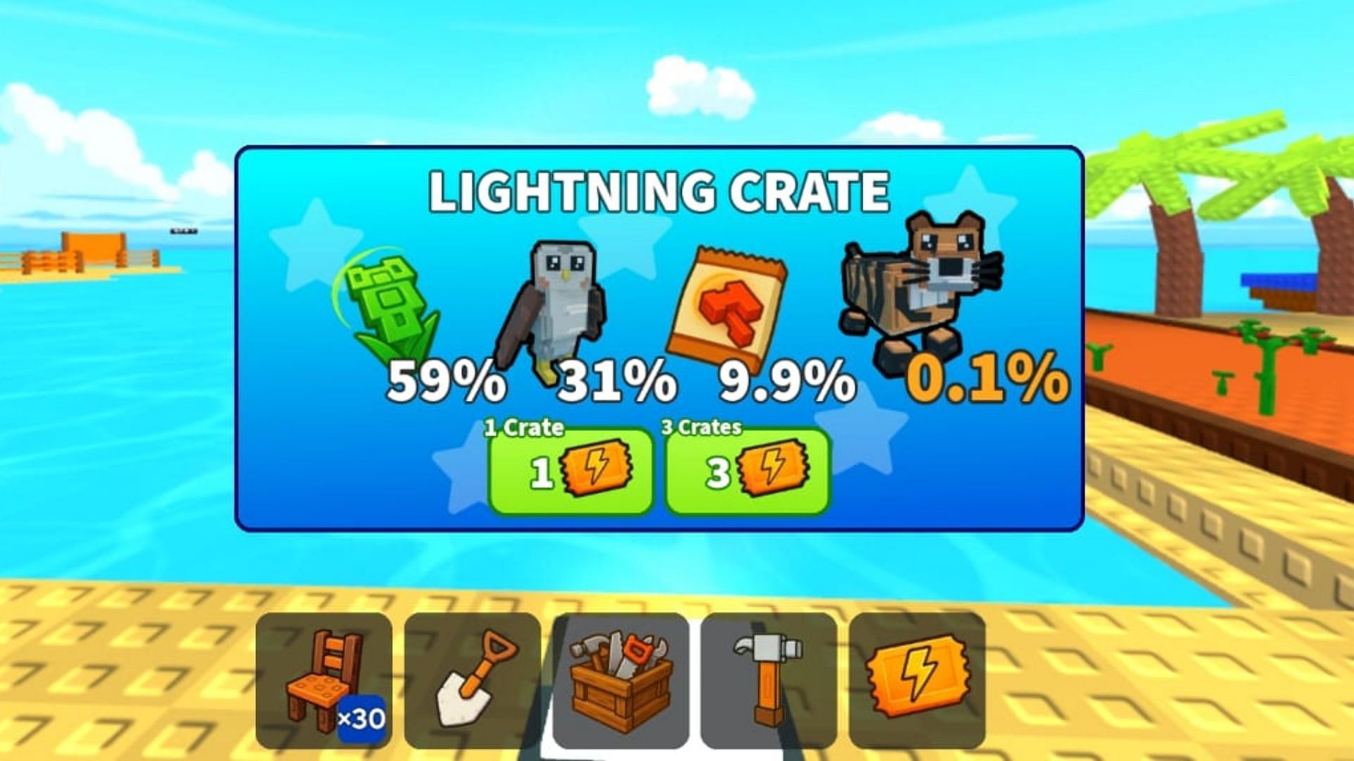 Contents of the Lightning Crate (Image via Roblox)
